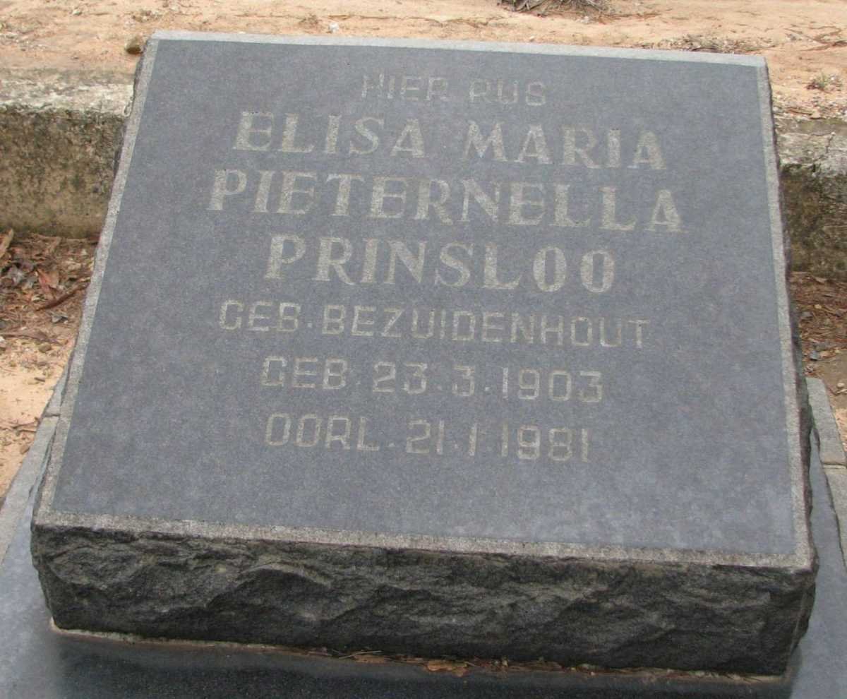 PRINSLOO Lodewyk 1896-1983 &amp; Elisa Maria Pieternella BEZUIDENHOUT 1903-1981