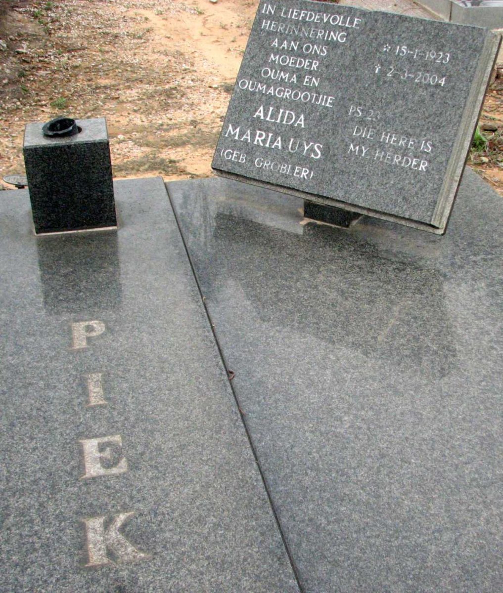 PIEK Gerhardus Johannes 1919-1988 &amp; Alida Maria Uys GROBLER 1923-2004