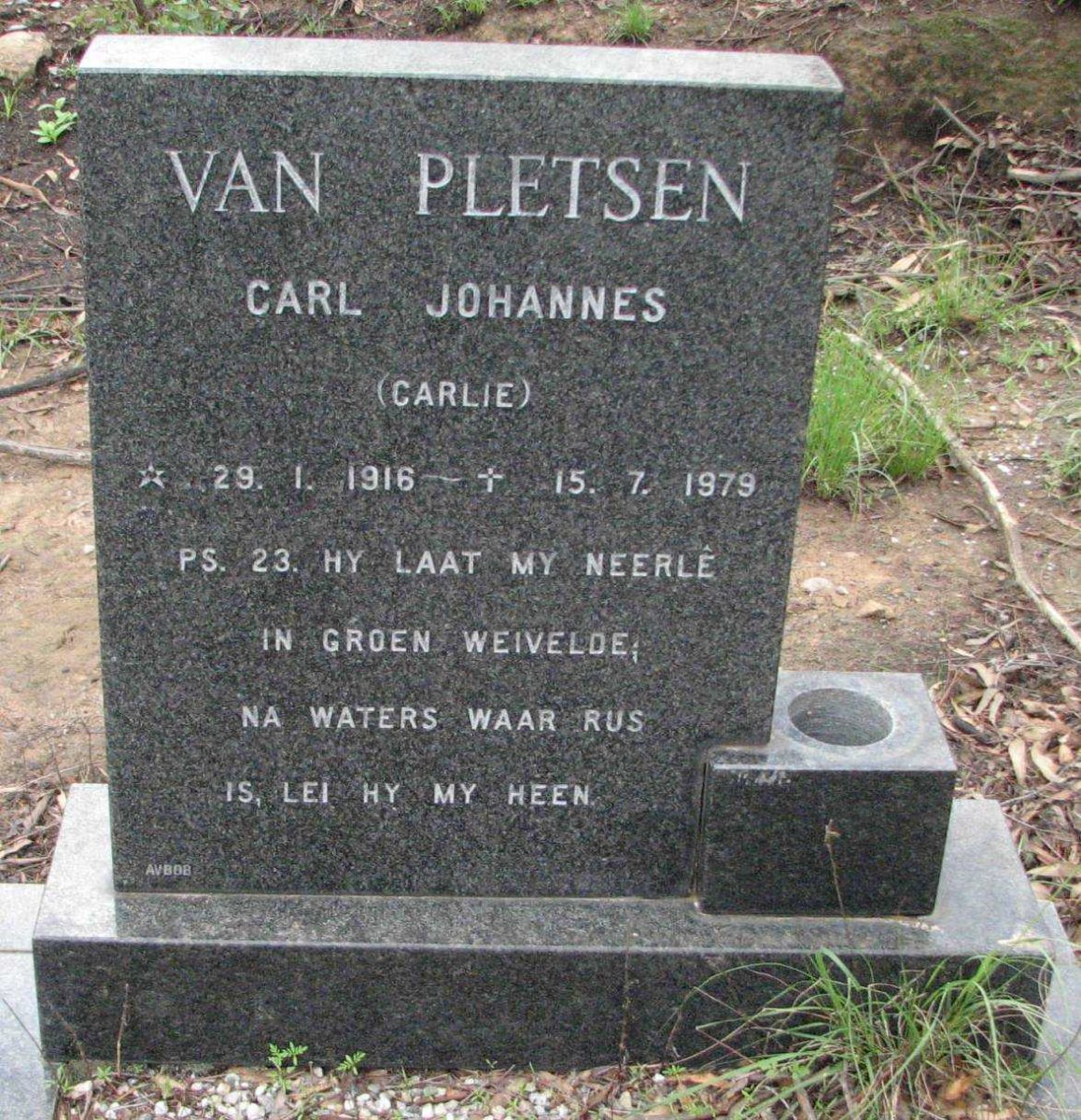 PLETSEN Carl Johannes, van 1916-1979