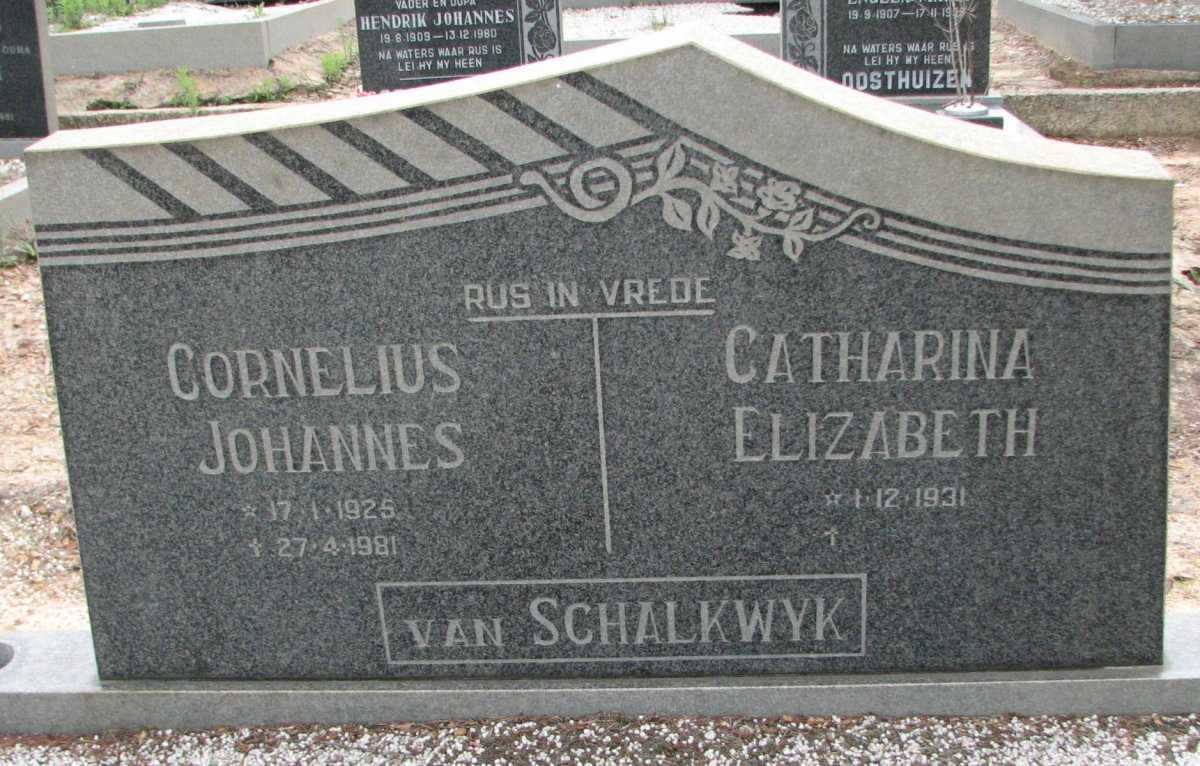 SCHALKWYK Cornelius Johannes, van 1925-1981 &amp; Catharina Elizabeth 1931-