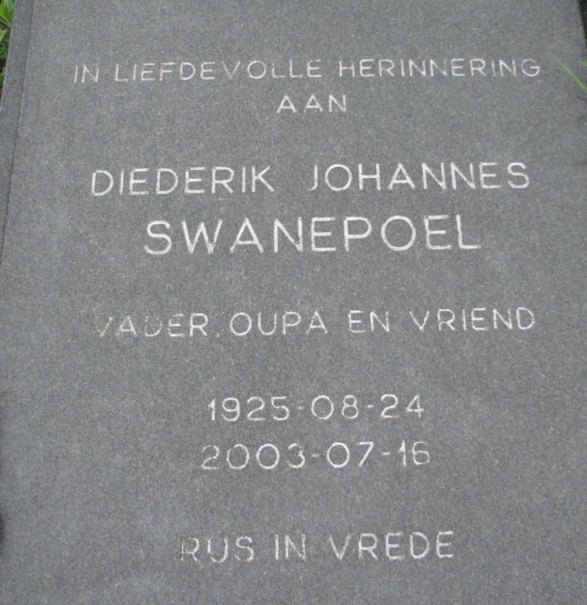 SWANEPOEL Diederik Johannes 1925-2003