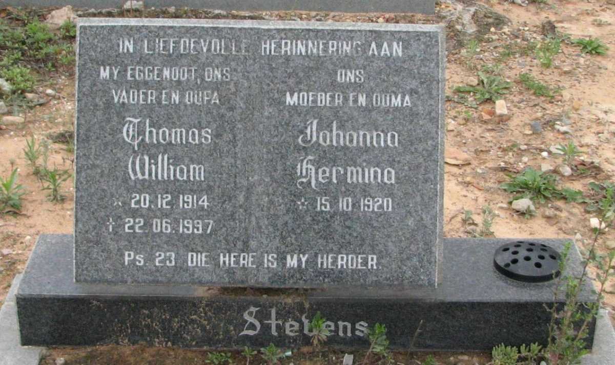 STEVENS Thomas William 1914-1997 &amp; Johanna Hermina 1920-