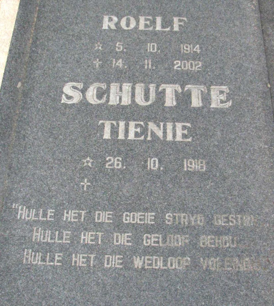 SCHUTTE Roelf 1914-2002 &amp; Tienie 1918-