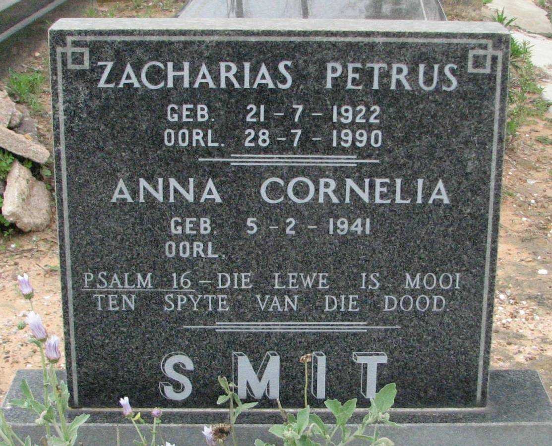 SMIT Zacharias Petrus 1922-1990 &amp; Anna Cornelia 1941-