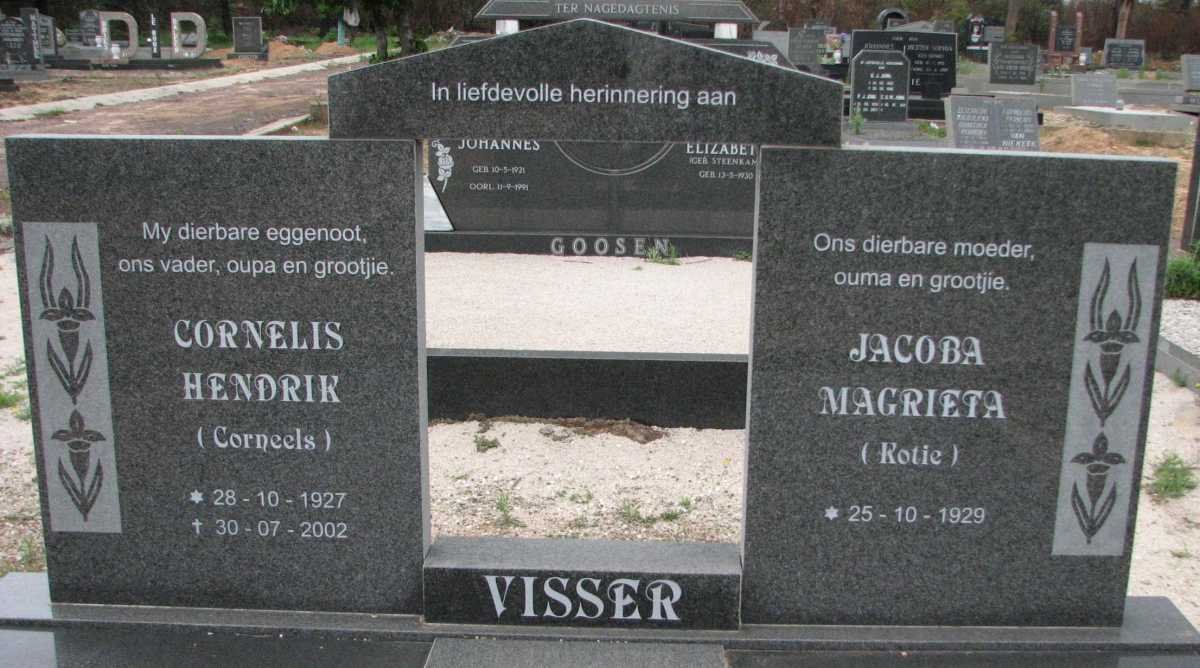 VISSER Cornelis Hendrik 1927-2002 &amp; Jacoba Magrieta 1929-