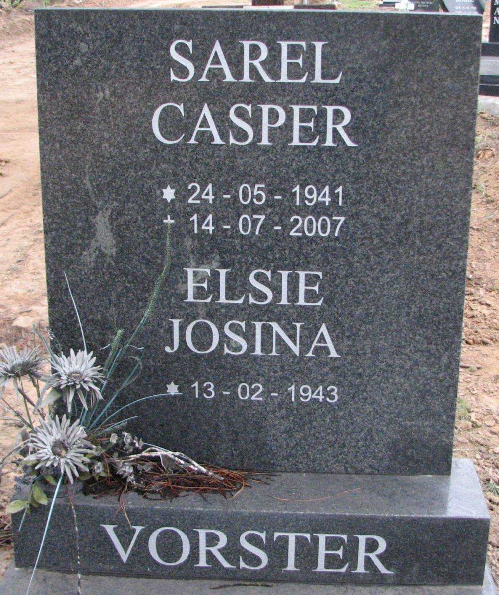 VORSTER Sarel Casper 1941-2007 &amp; Elsie Josina 1943-