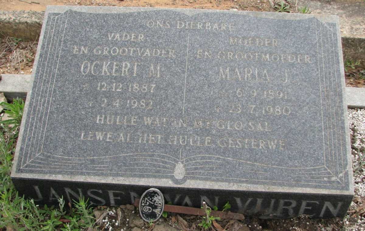 VUUREN Ockert M., janse van 1887-1982 &amp; Maria J. 1981-1980