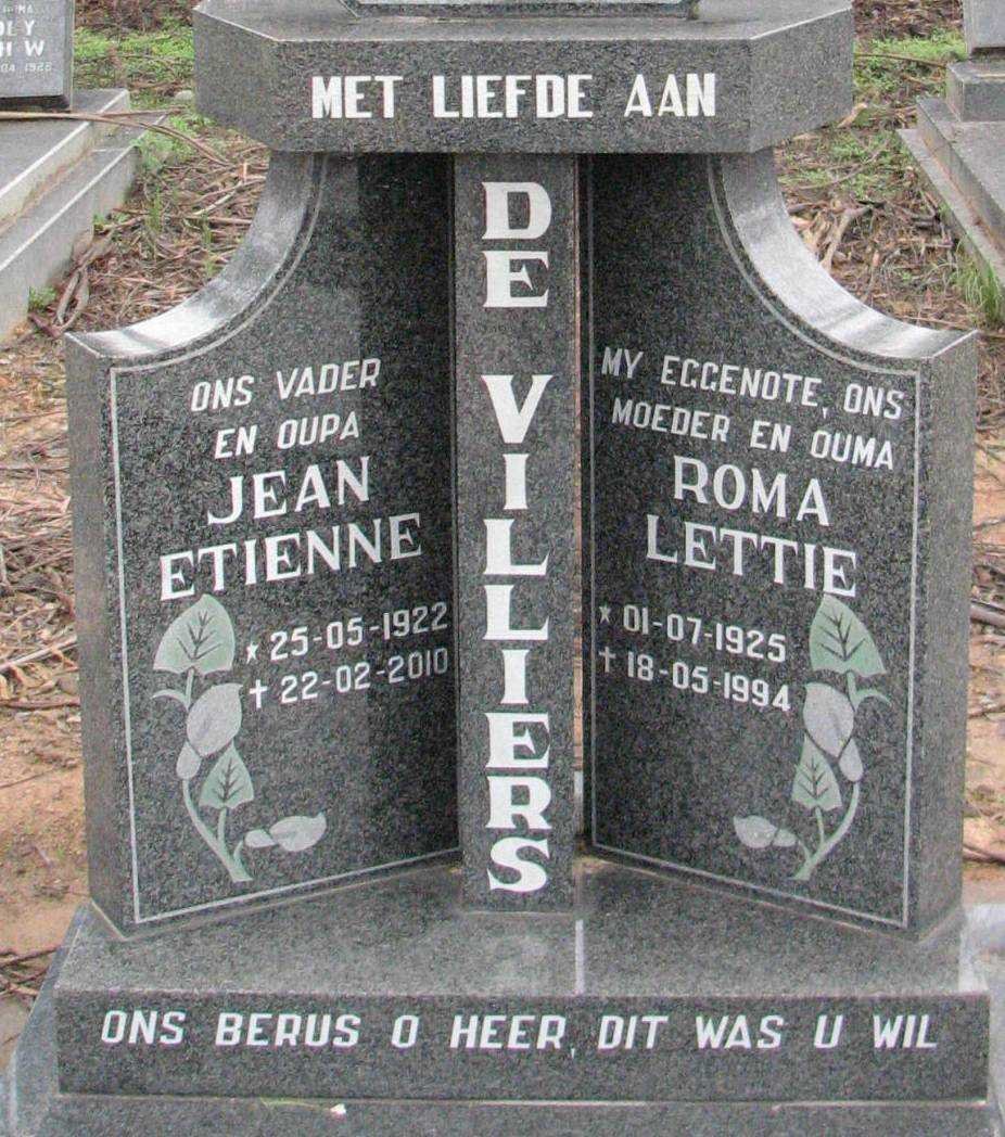 VILLIERS Jean Etienne, de 1922-2010 &amp; Roma Lettie 1925-1994