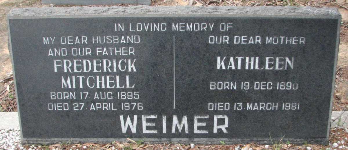 WEIMER Frederick Mitchell 1885-1976 &amp; Kathleen 1890-1981