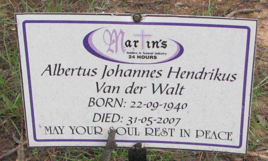 WALT Albertus Johannes Hendrikus, van der 1940-2007