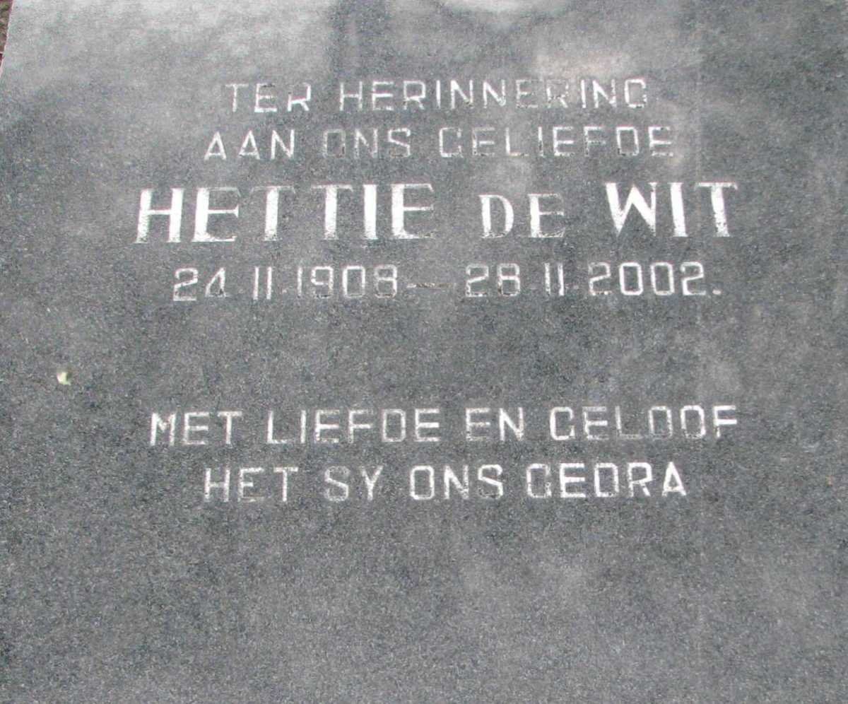 WIT Hettie, de 1908-2002