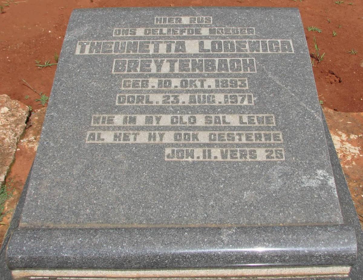 BREYTENBACH Theunetta Lodewica 1893-1971