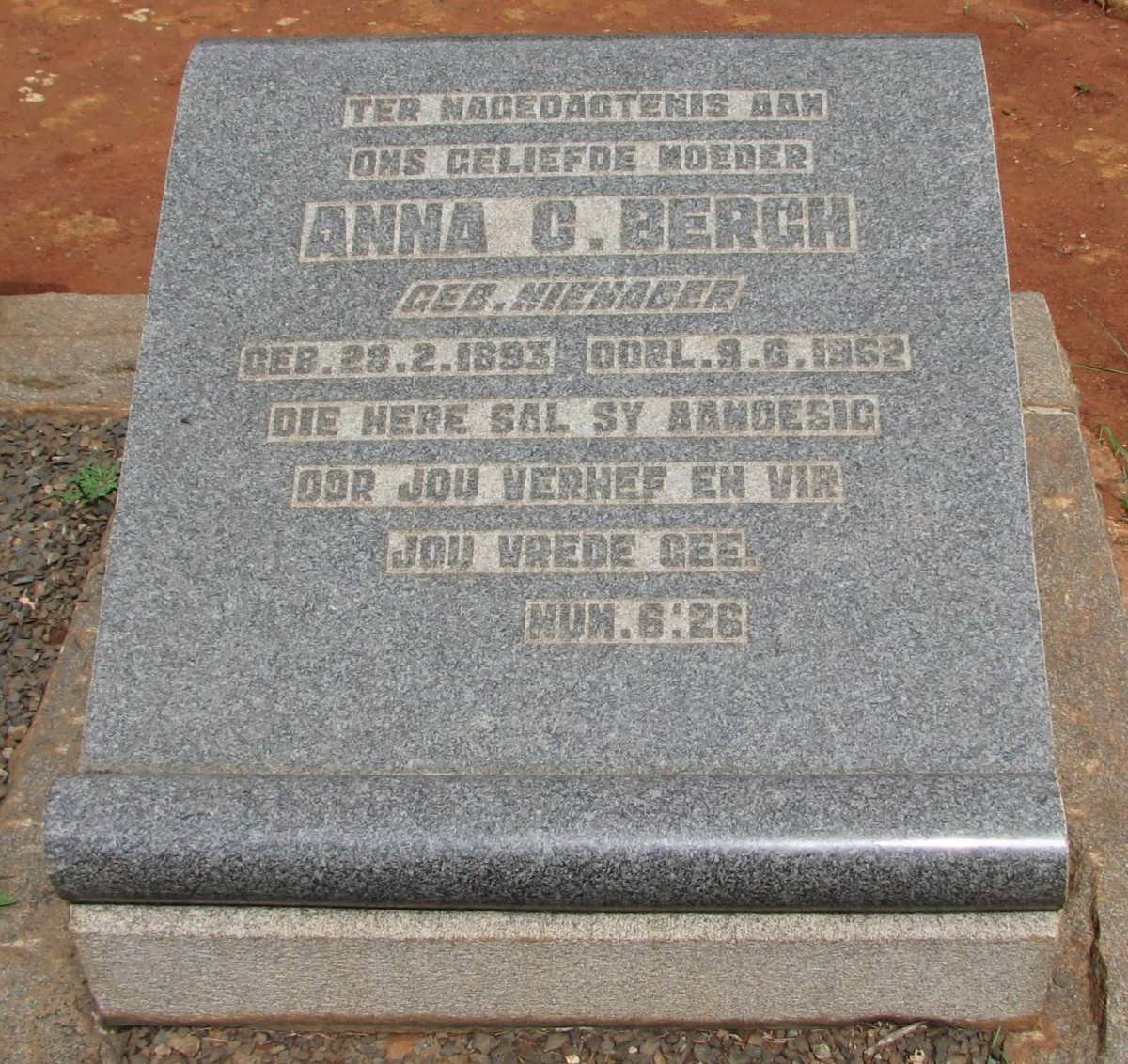 BERGH Anna C. nee NIENABER 1893-1962