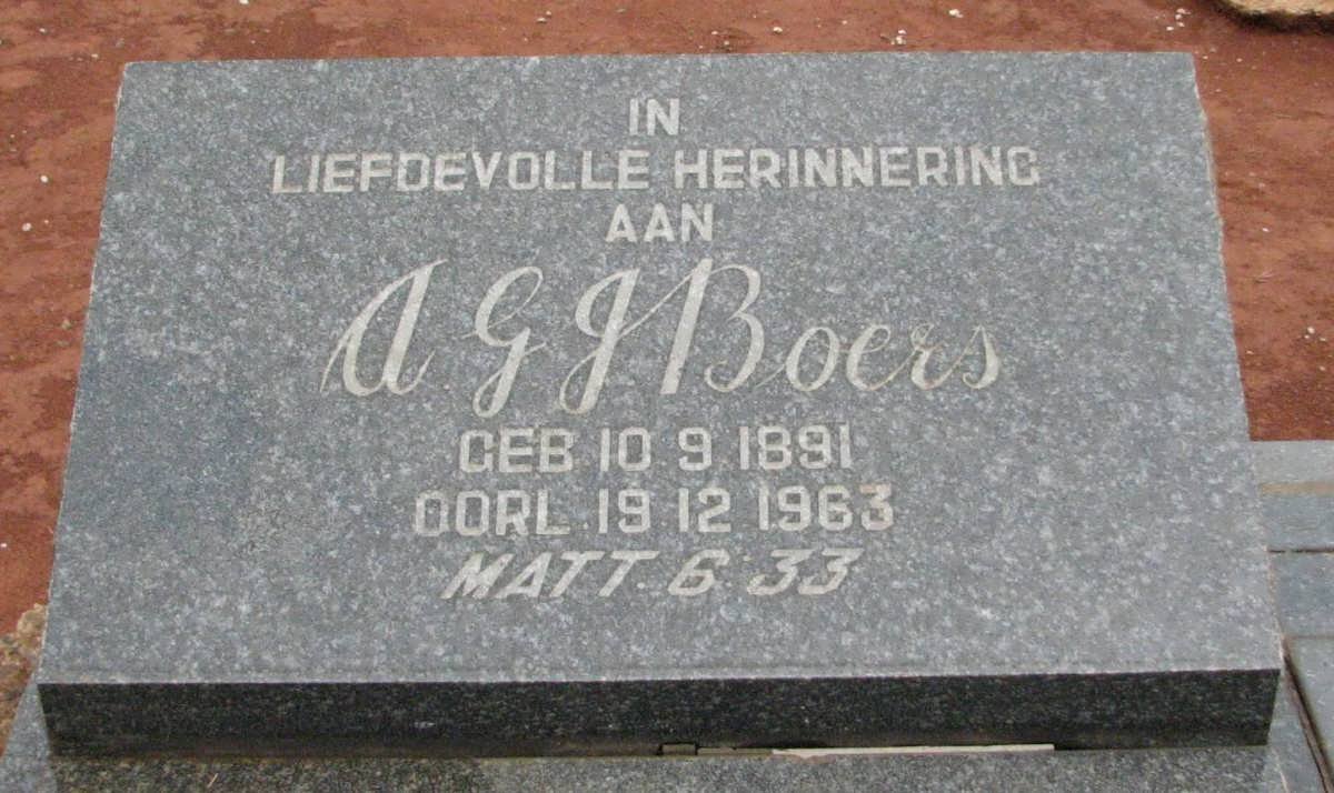 BOERS A.G.J. 1891-1963