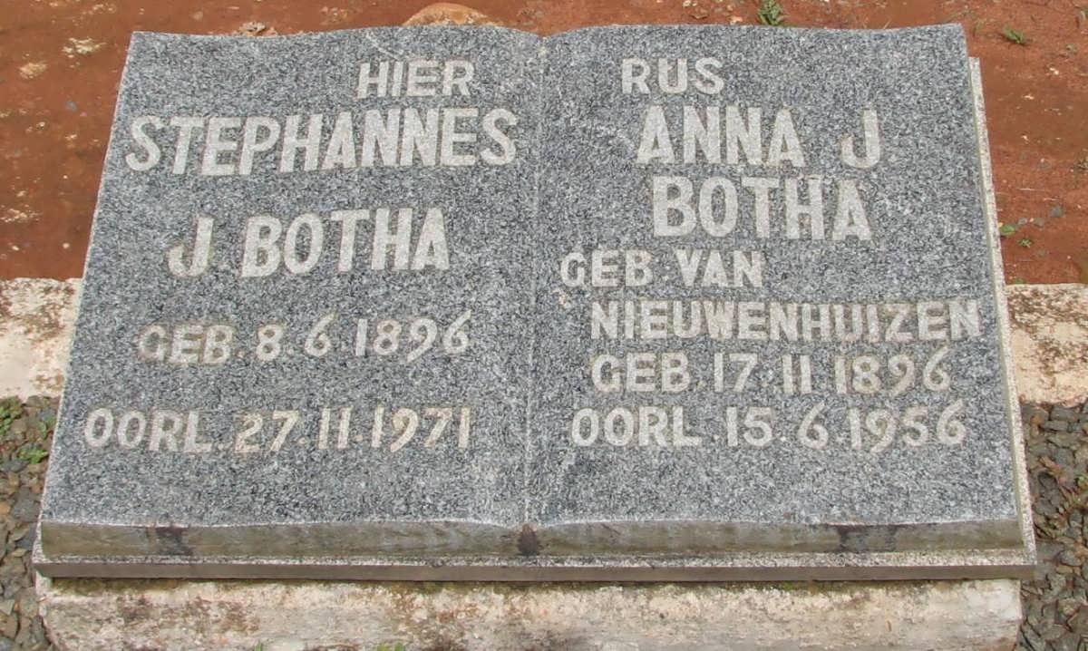 BOTHA Stephanus J. 1896-1971 &amp; Anna J. van NIEUWENHUIZEN 1896-1956