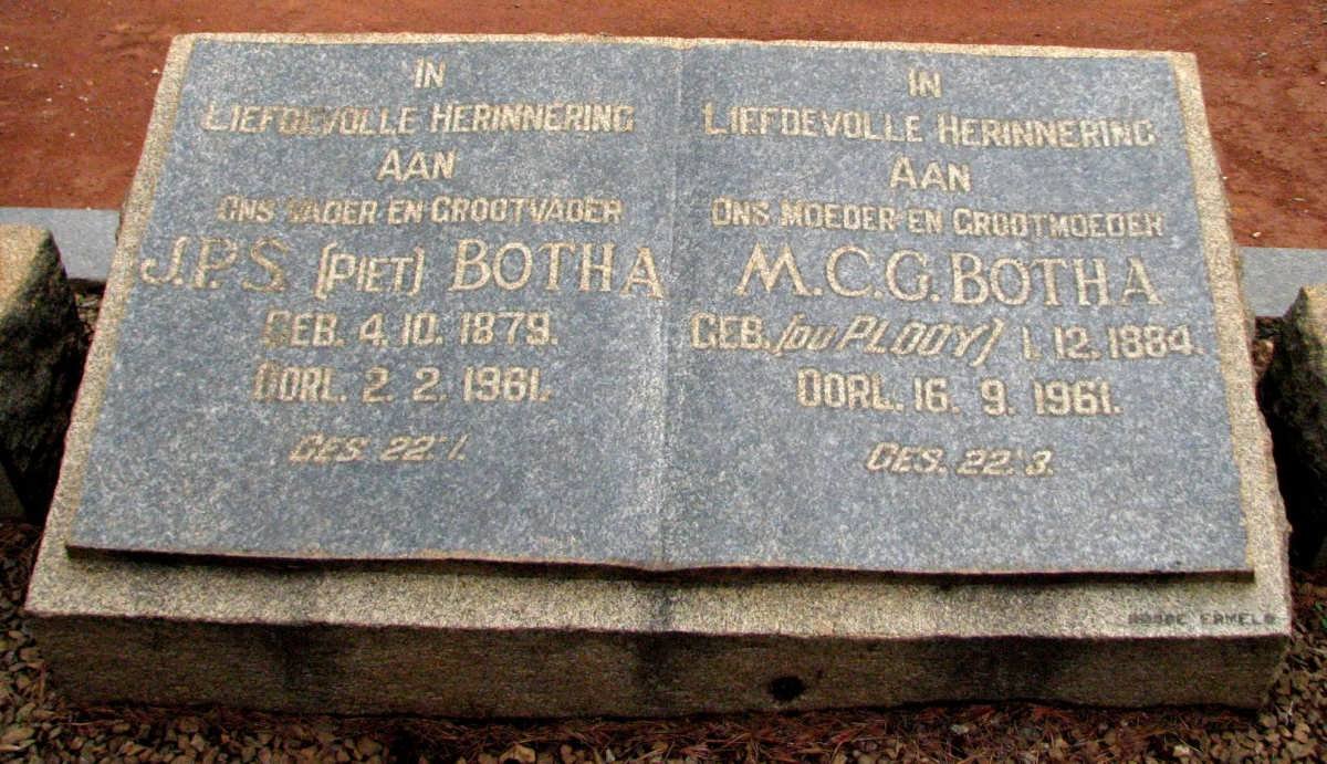 BOTHA J.P.S. 1879-1961 &amp; M.C.G. DU PLOOY 1884-1961