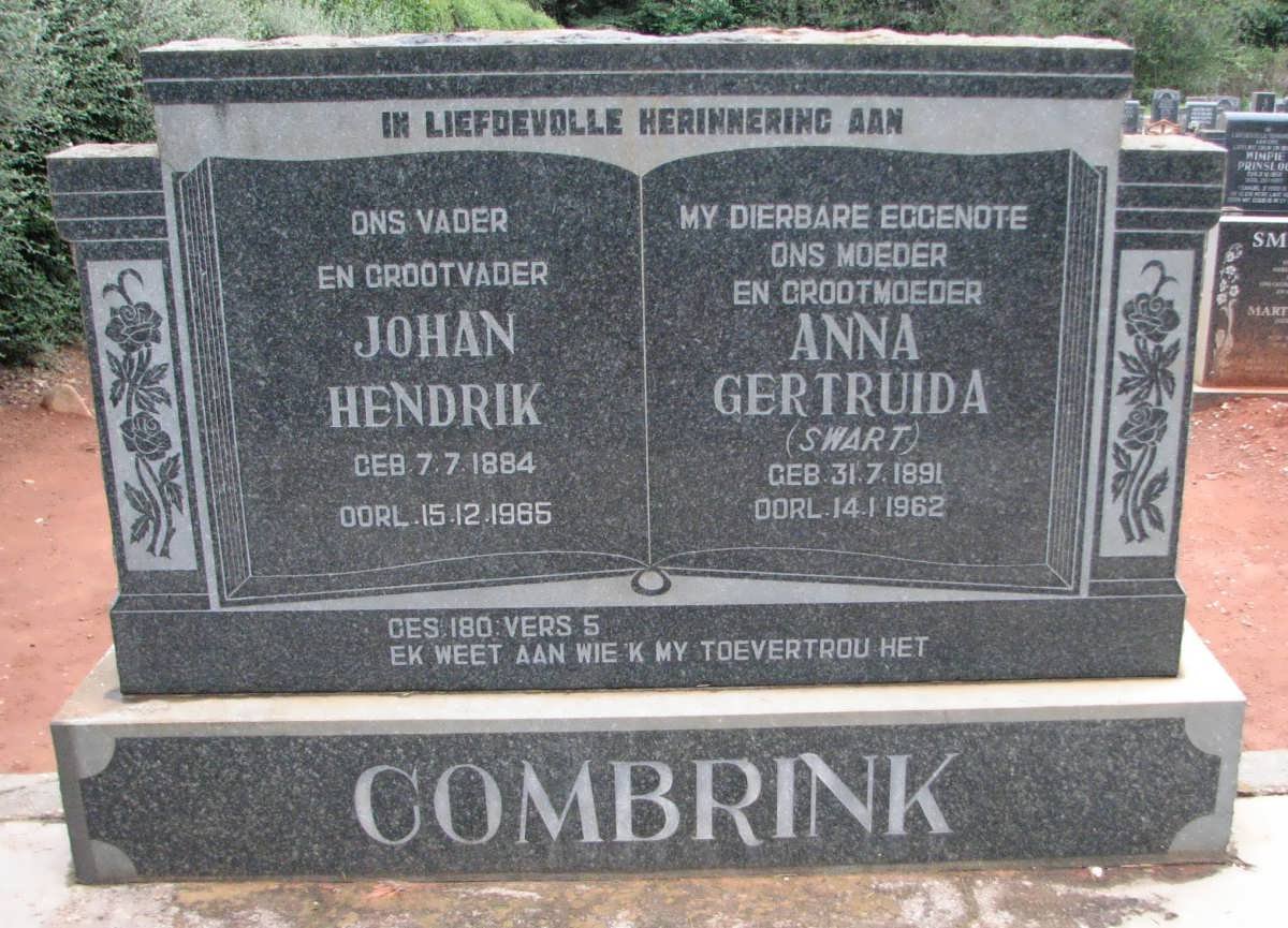 COMBRINK Johan Hendrik 1884-1965 &amp; Anna Gertruida SWART 1891-1962