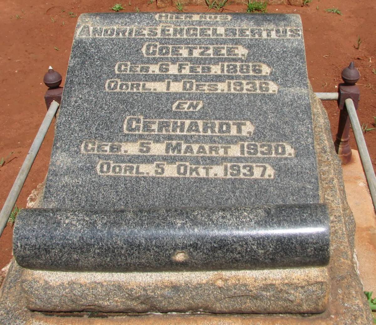 COETZEE Andries Engelbertus 1886-1936 :: COETZEE Gerhardt 1930-1937
