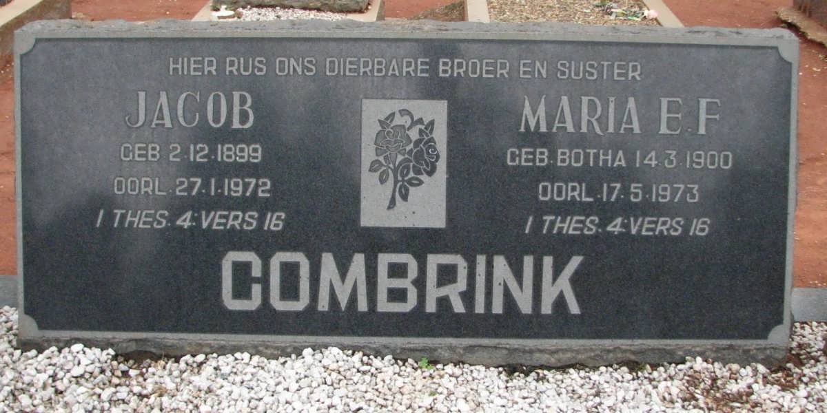 COMBRINK Jacob 1899-1972 &amp; Maria E.F. 1900-1973