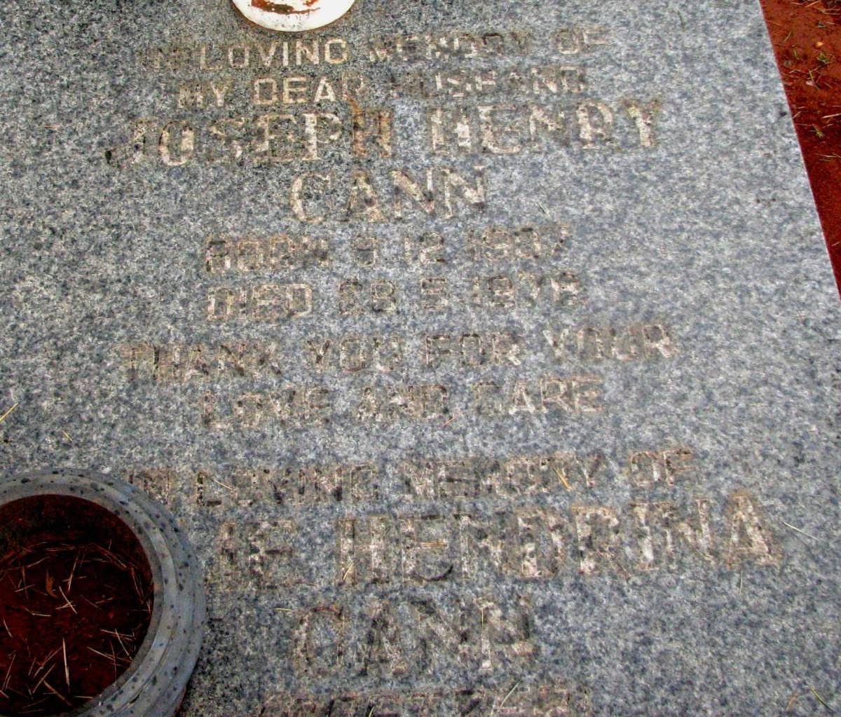 CANN Joseph Henry 1907-1978 &amp; Hendrina