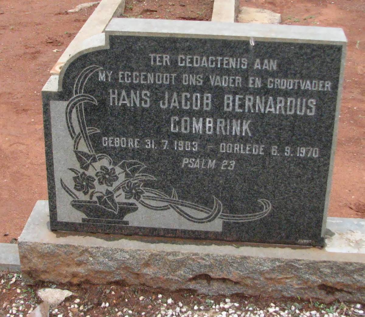COMBRINK Hans Jacob Bernardus 1903-1970