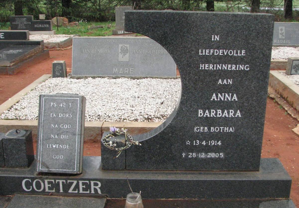 COETZER Anna Barbara nee BOTHA 1914-2005