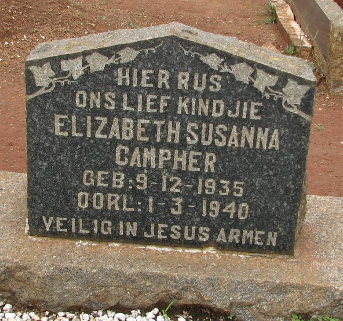 CAMPHER Elizabeth Susanna 1935-1940