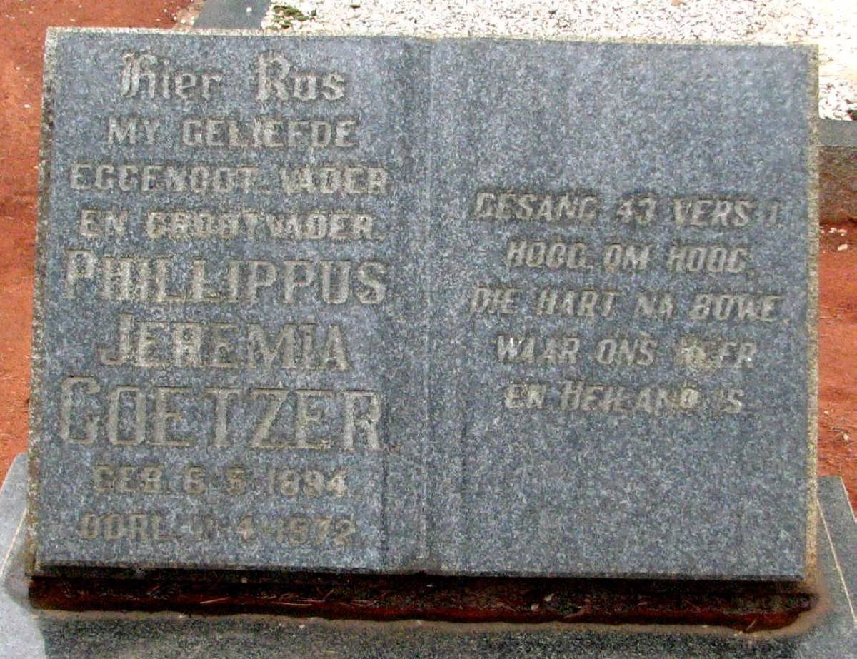 COETZER Phillippus Jeremia 1894-1972