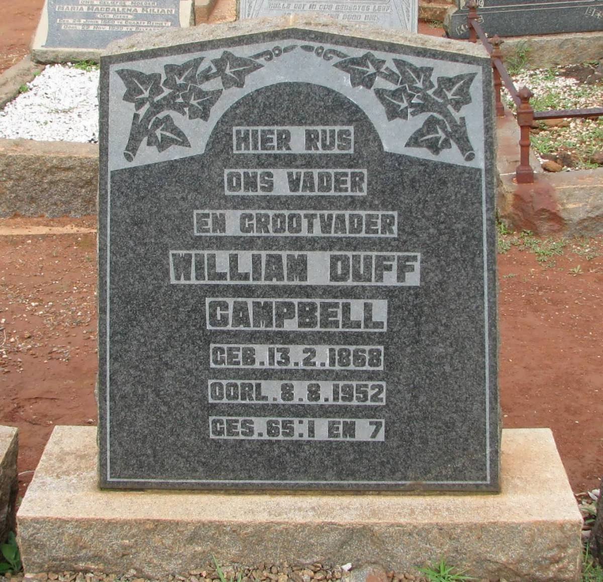 CAMPBELL William Duff 1868-1952