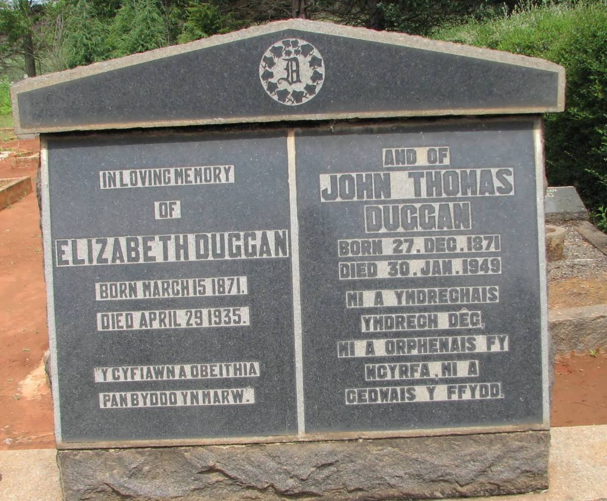 DUGGAN John Thomas 1871-1949 &amp; Elizabeth 1871-1935