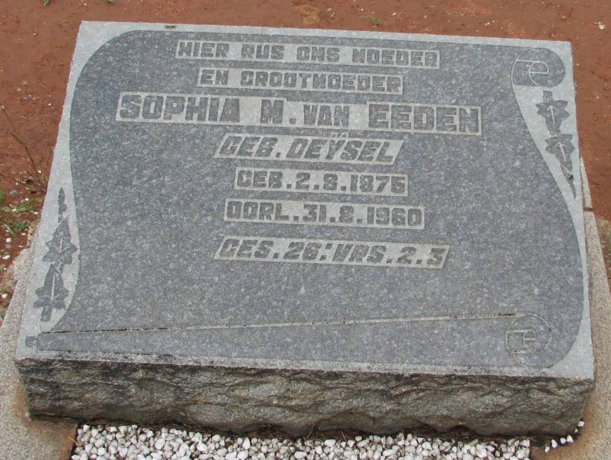 EEDEN Sophia M., van nee DEŸSEL 1875-1960