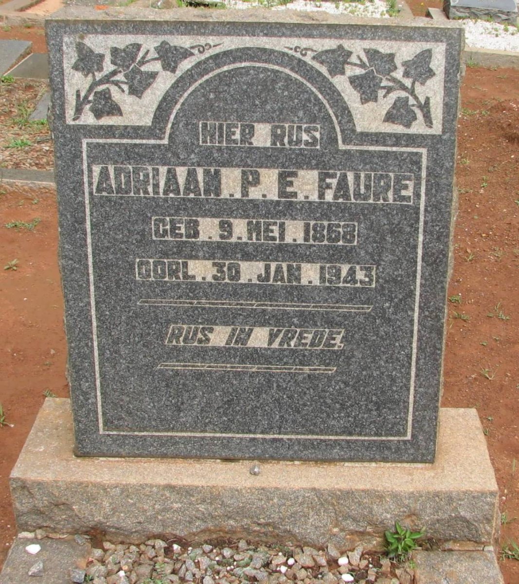 FAURE Adriaan P.E. 1868-1943