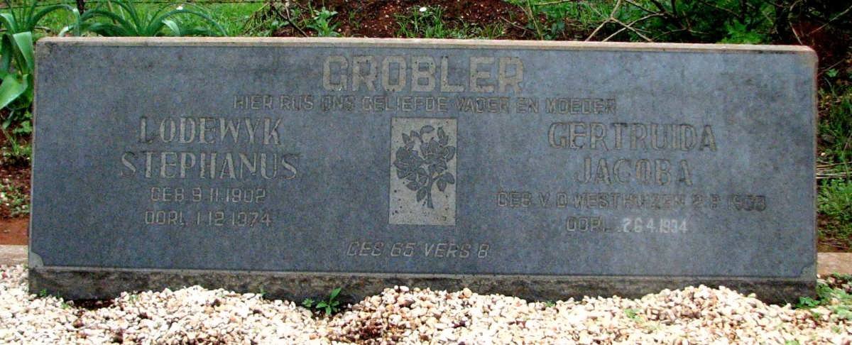 GROBLER Lodewyk Stephanus 1902-1974 &amp; Gertruida Jacoba v.d. WESTHUIZEN 1903-1994