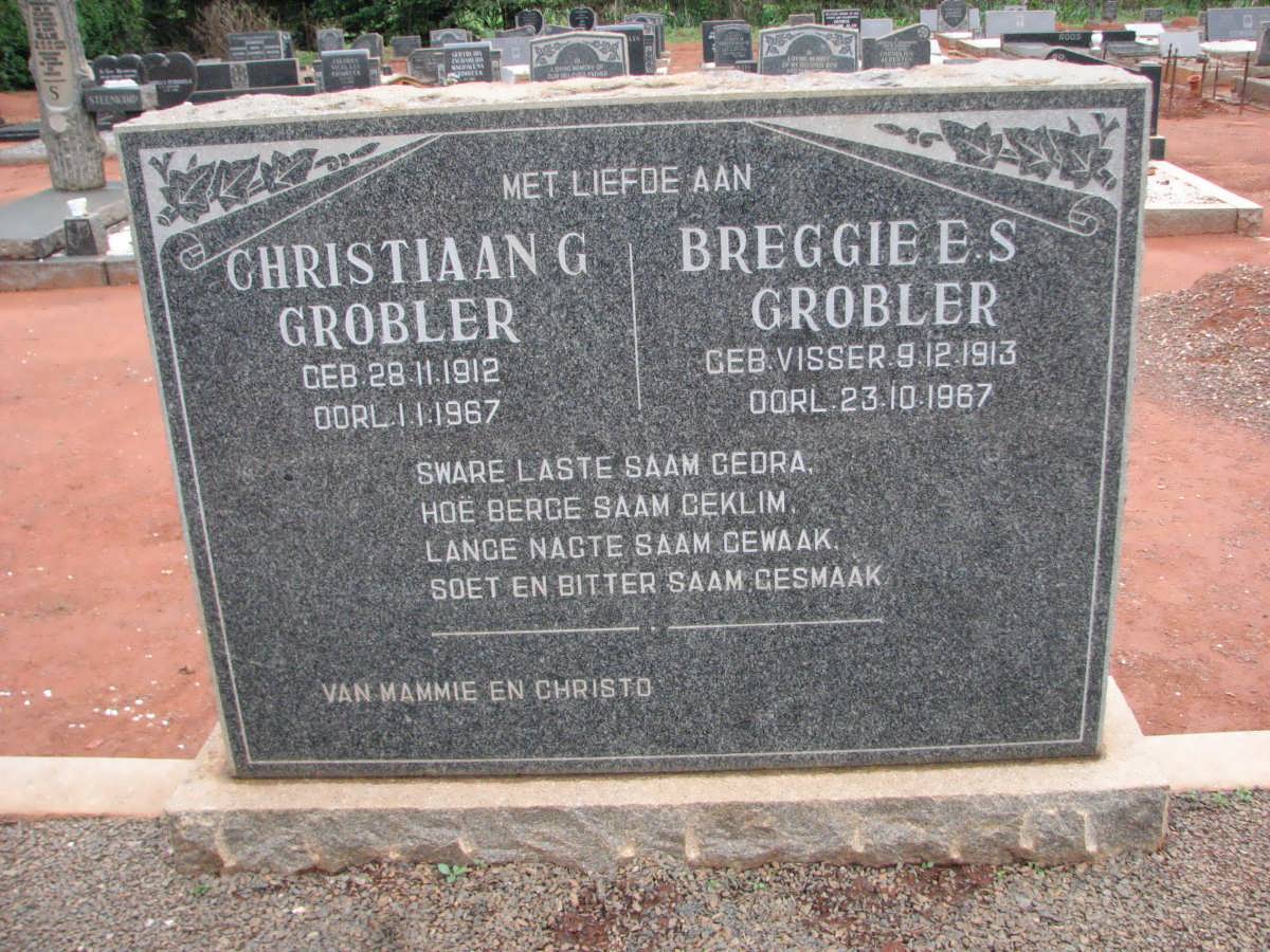 GROBLER Christiaan G. 1912-1967 &amp; Breggie E.S. VISSER 1913-1967