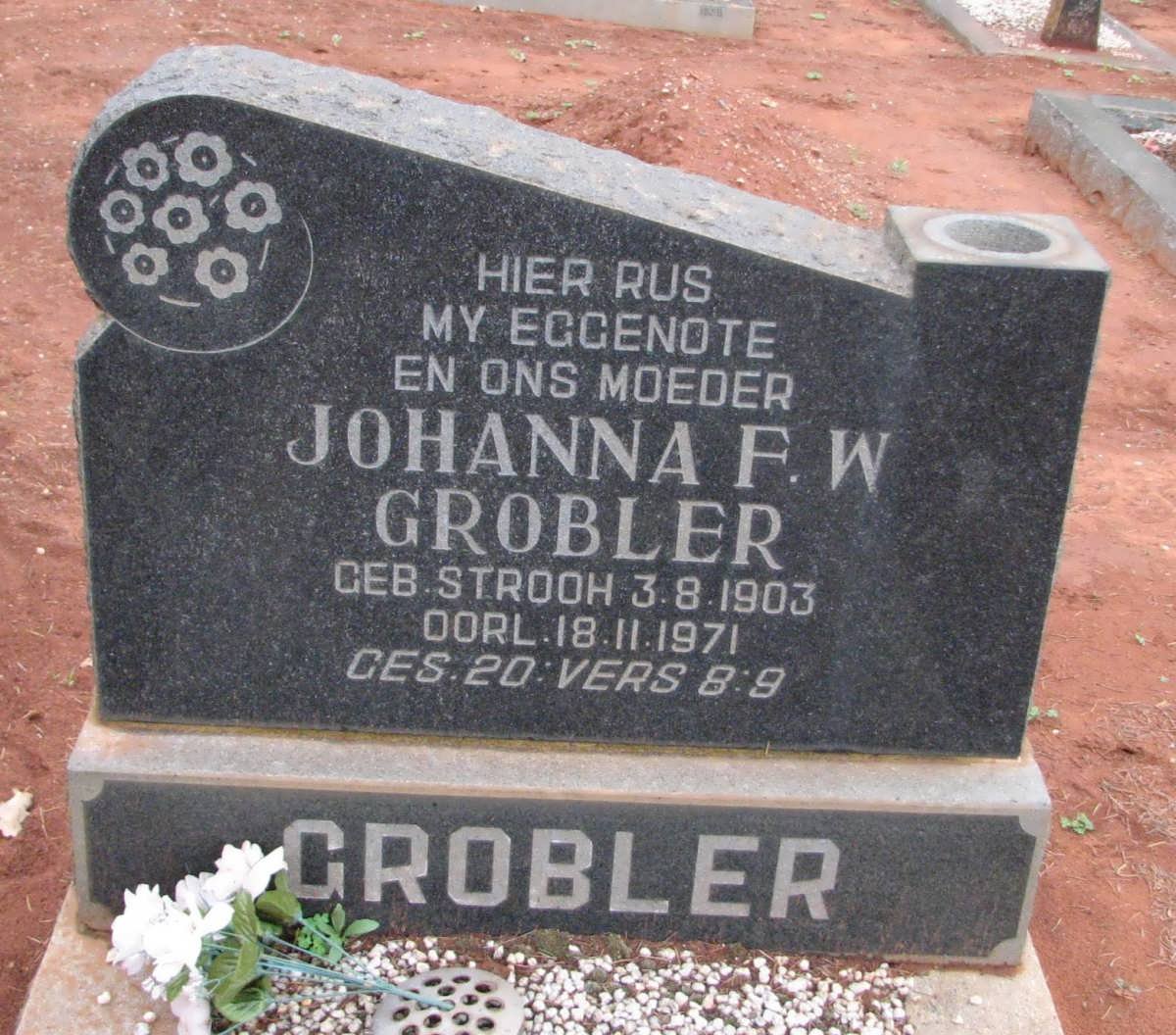 GROBLER Johanna F.W. nee STROOH 1903-1971