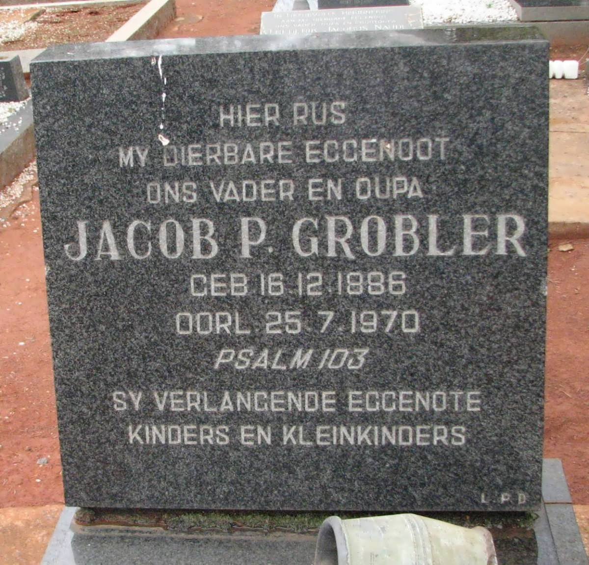 GROBLER Jacob P. 1886-1970