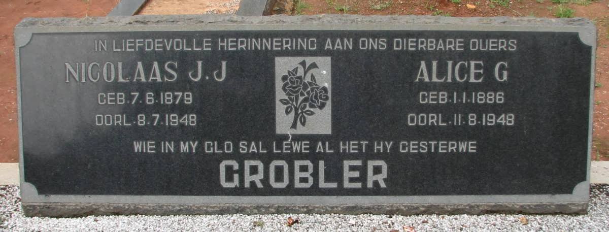 GROBLER Nicolaas J.J. 1879-1948 &amp; Alice G. 1886-1948