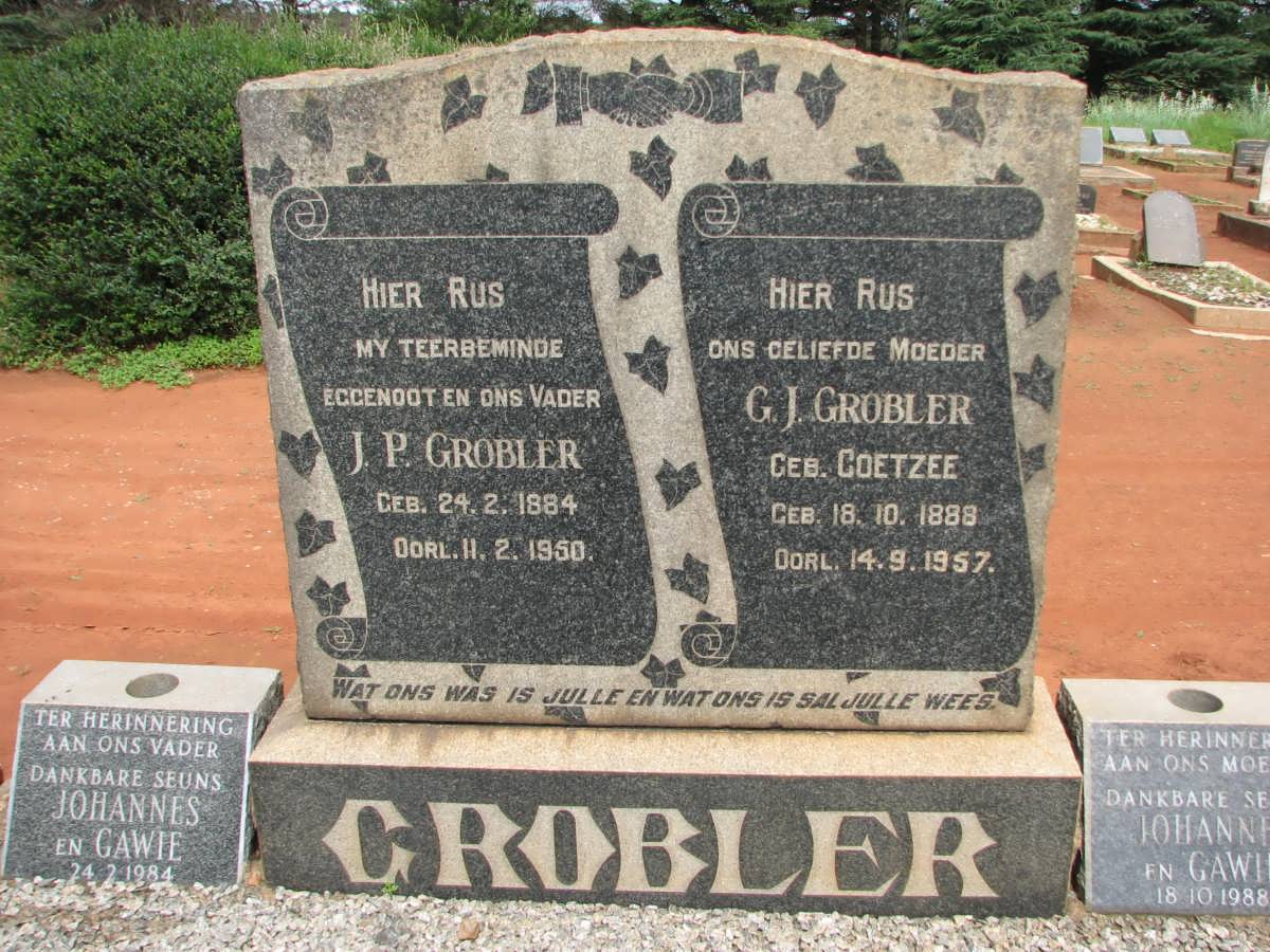 GROBLER J.P. 1884-1950 &amp; G.J. COETZEE 1888-1957