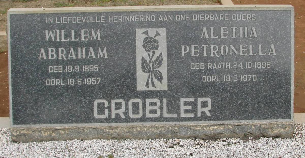 GROBLER Willem Abraham 1895-1957 &amp; Aletha Petronella RAATH 1898-1970