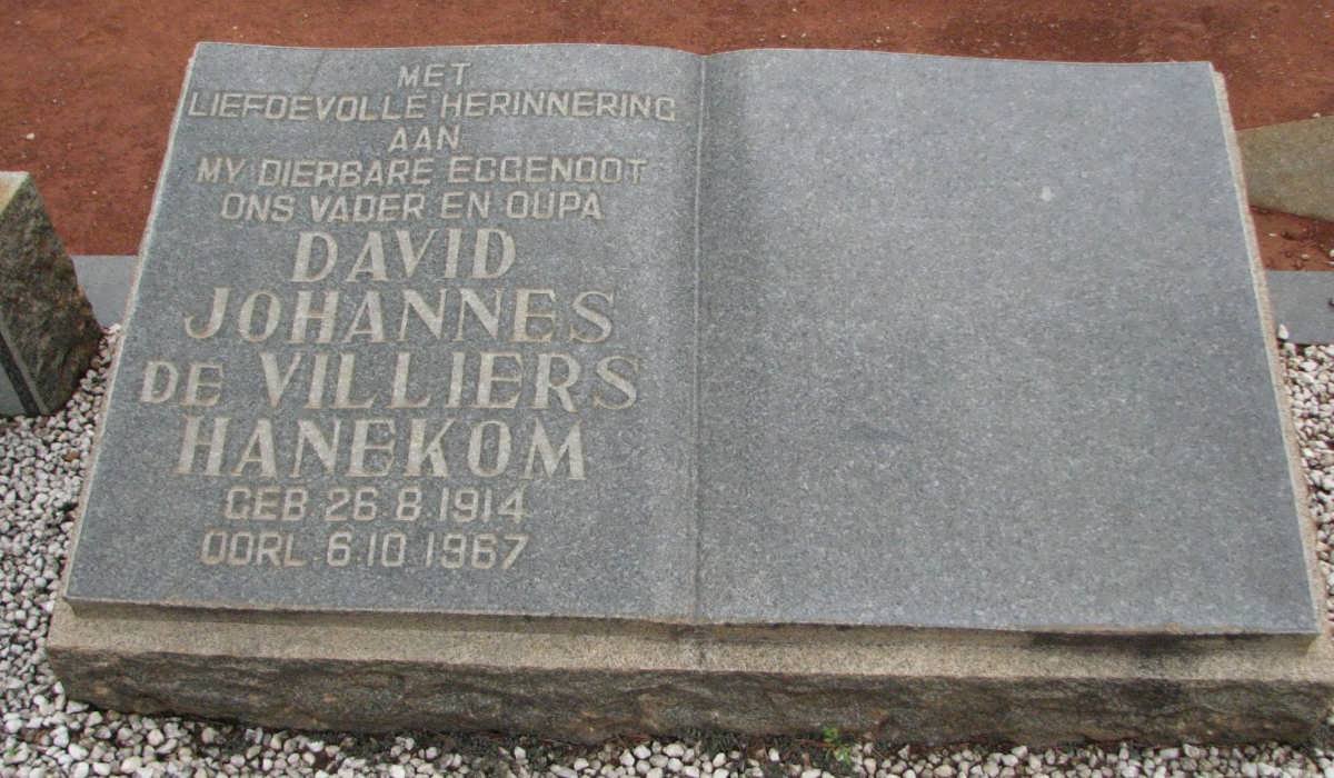HANEKOM David Johannes De Villiers 1914-1967