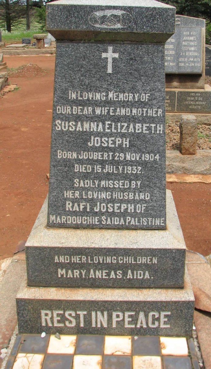 JOSEPH Susanna Elizabeth nee JOUBERT 1904-1932