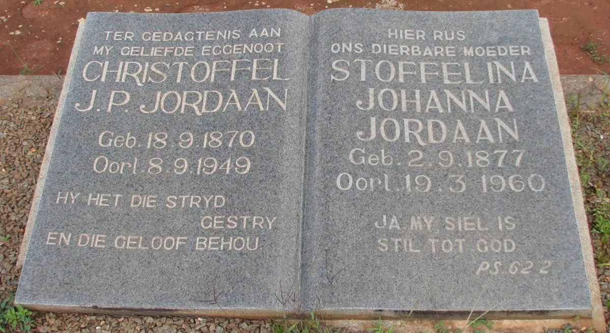 JORDAAN Christoffel J.P. 1870-1949 &amp; Stoffelina Johanna 1877-1960