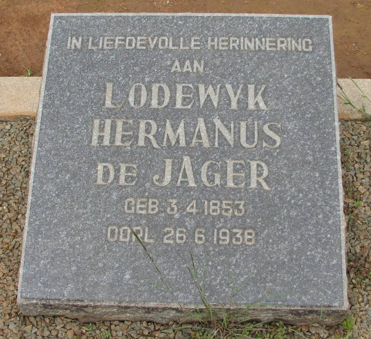 JAGER Lodewyk Hermanus, de 1853-1938