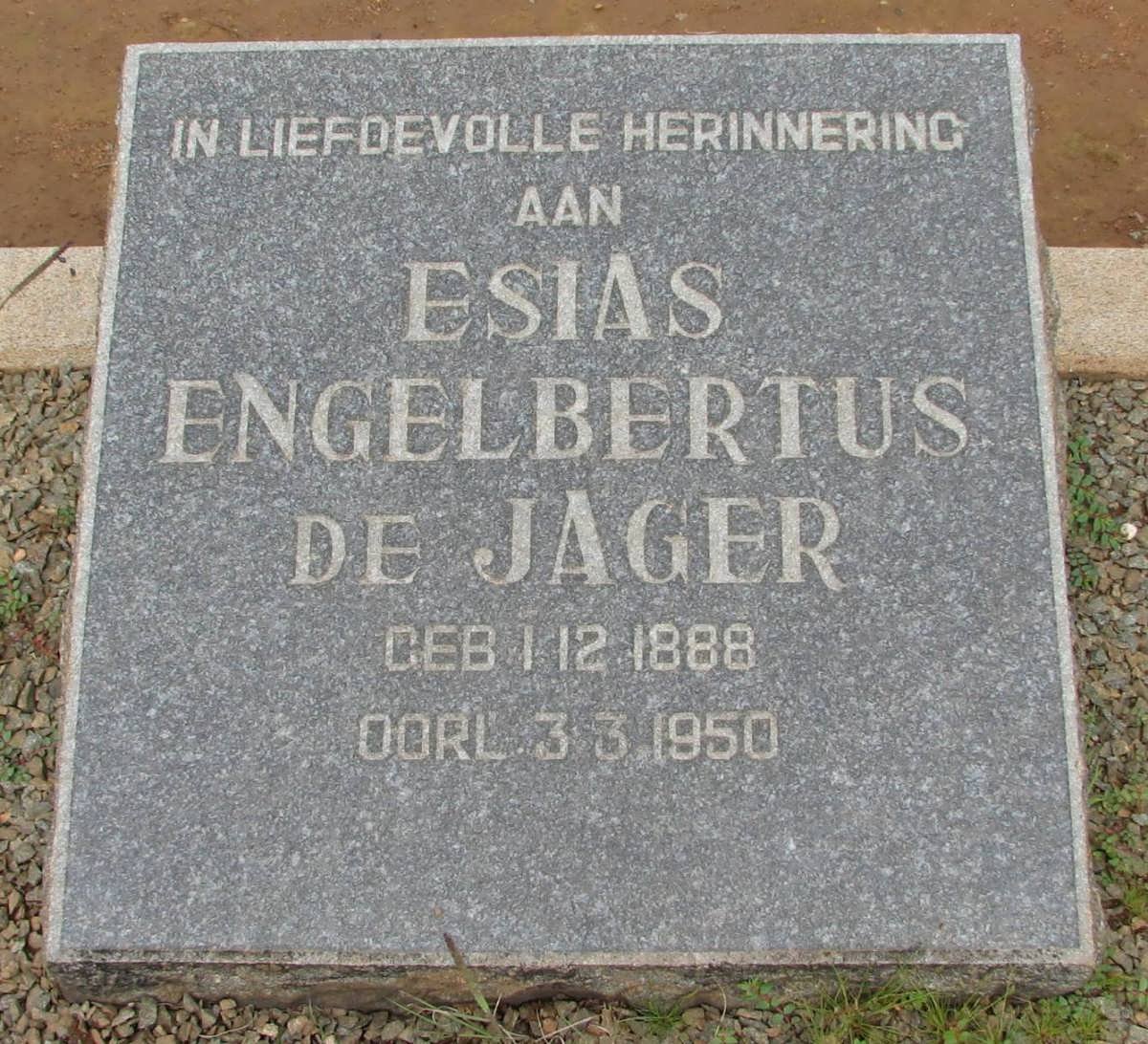 JAGER Esias Engelbertus, de 1888-1950