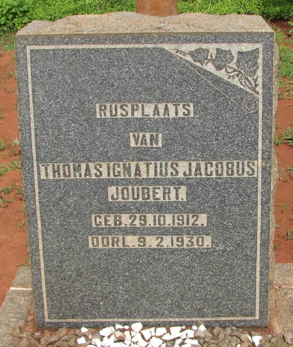 JOUBERT Thomas Ignatius Jacobus 1912-1930