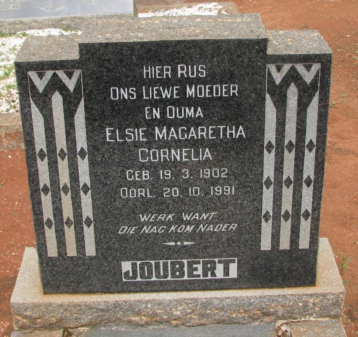 JOUBERT Elsie Magaretha Cornelia 1902-1991