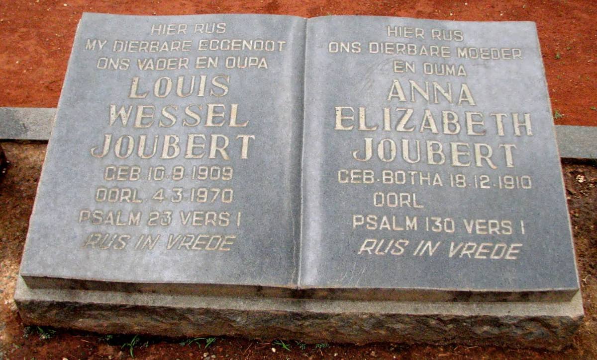 JOUBERT Louis Wessel 1909-1970 &amp; Anna Elizabeth BOTHA 1910-