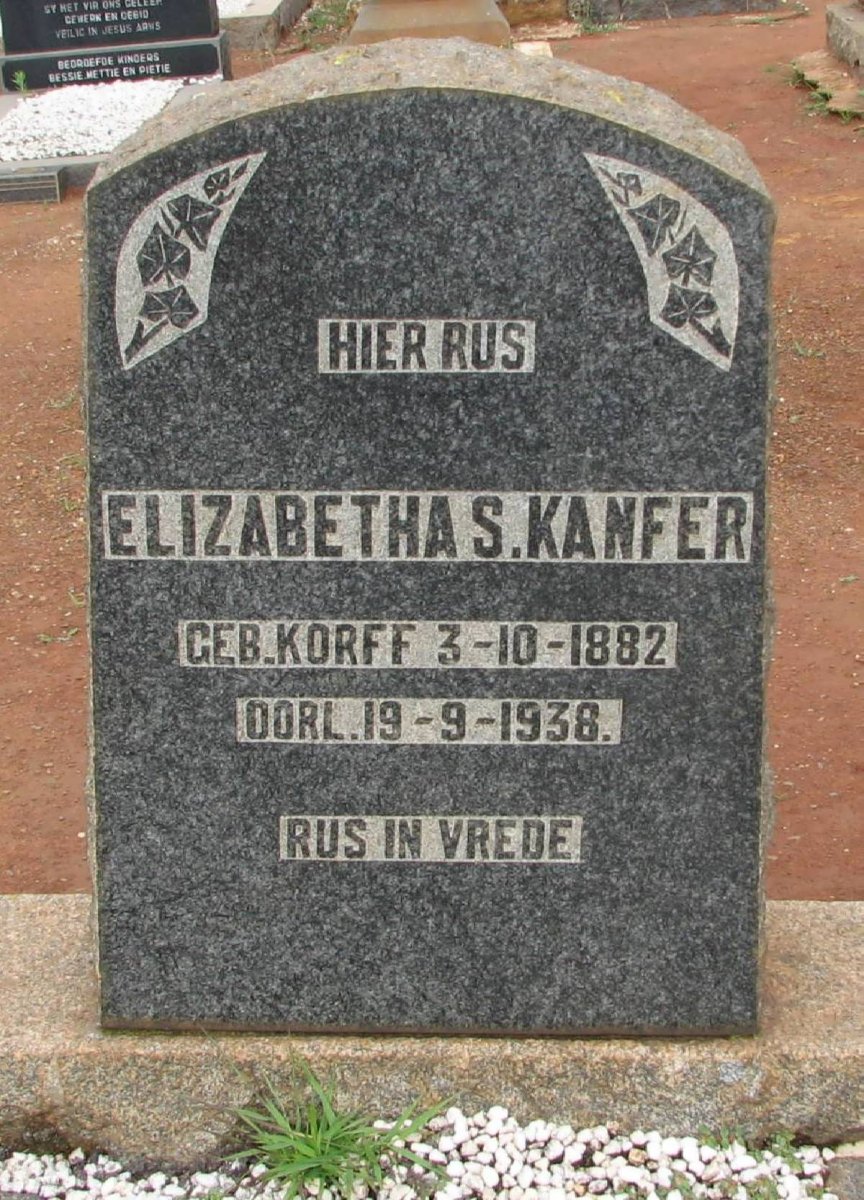 KANFER Elizabetha S. nee KORFF 1882-1938