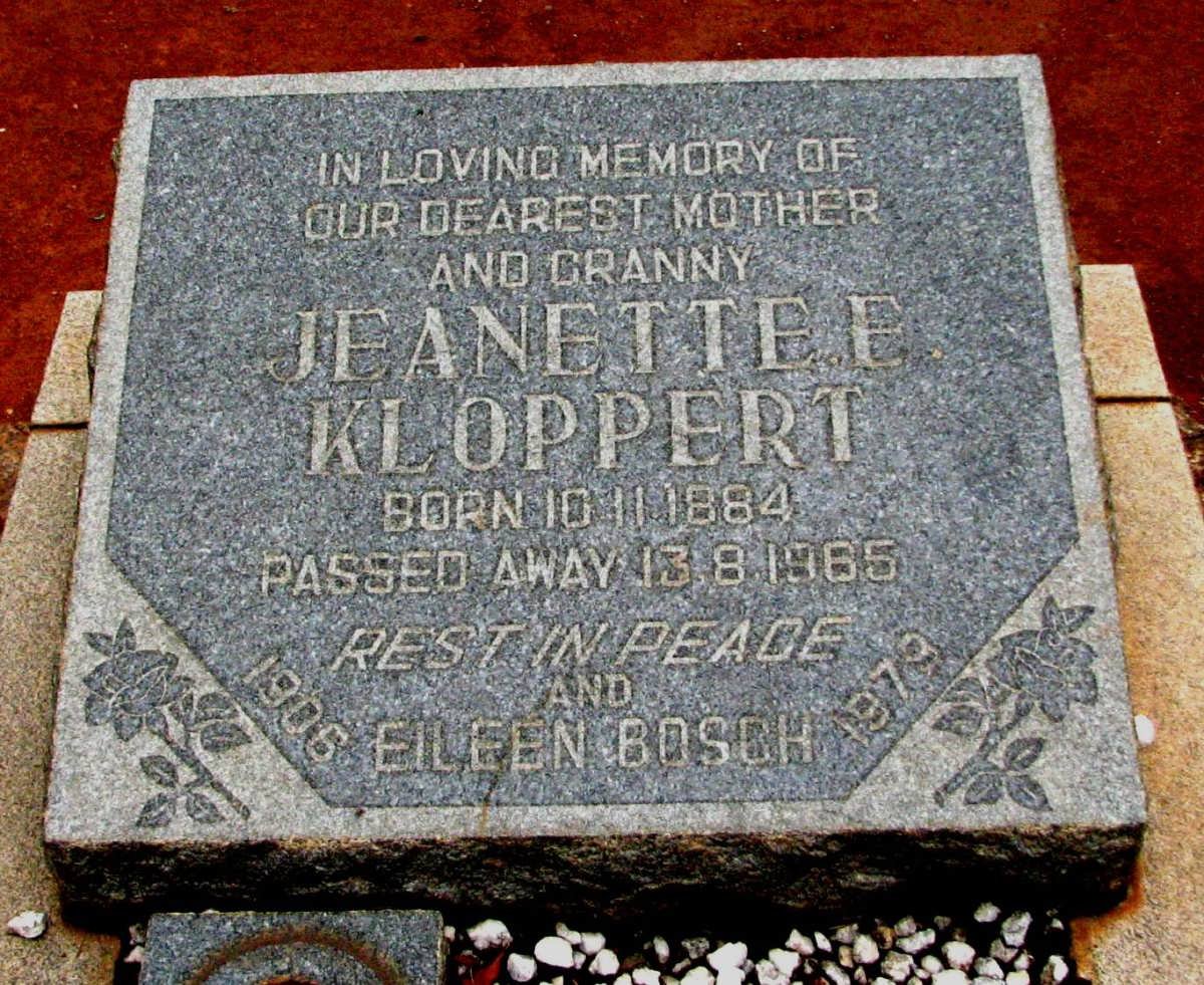 KLOPPERT Jeanette E. 1884-1965 :: BOSCH Eileen 1906-1979