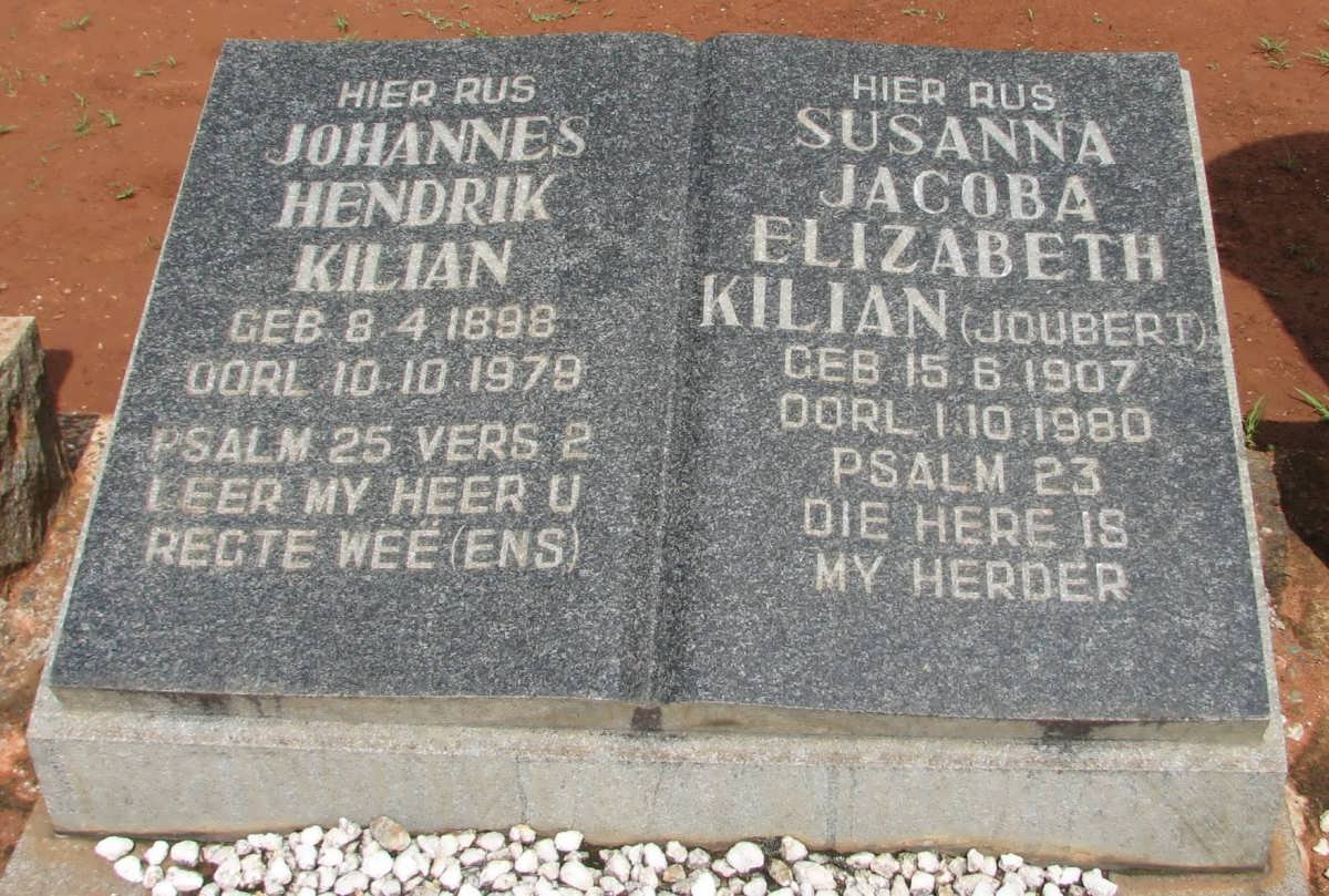 KILIAN Johannes Hendrik 1898-1979 &amp; Susanna Jacoba Elizabeth JOUBERT 1907-1980